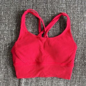 Lululemon Energy Longline Bra Ribbed Luxtreme in Dark Red Size 4